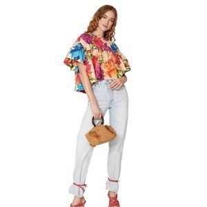 Farm Rio Mary’s Garden Floral Top Size Smalll
